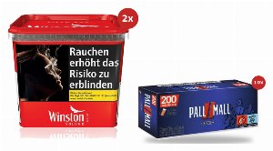 Winston 500g Tabak & Pall Mall Hülsen Sparpaket (2 x Winston 250g & 10 x 200 Stück Pall Mall Hülsen)