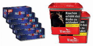 Winston Rot 500g Sparpaket mit 1.000 Pall Mall Xtra Hülsen