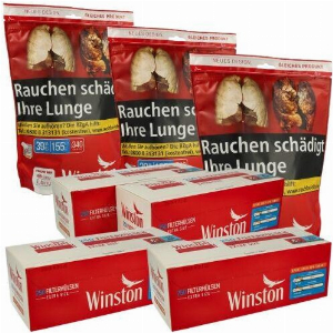 Winston 585g Tabak Sparpaket ( 3 x Winston 195g & 4 x 250 Stück Winston Extra Hülsen )