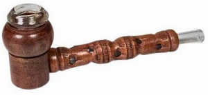 Woodoo Holzpfeife mit Glaseinsatz Braun Matt