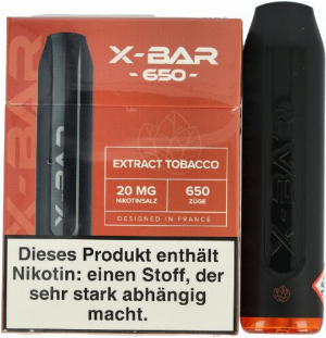 X-Bar Mini Einweg E-Zigarette Extract Tobacco 20mg