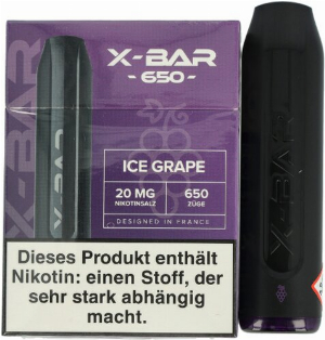 X-Bar Mini Einweg E-Zigarette Ice Grape 20mg