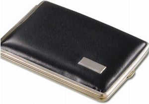Zigarettenetui aus echtem Leder Schwarz, 100mm