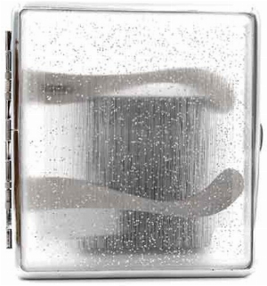 Zigarettenetui Kunststoff Transparent Glitzer 18er