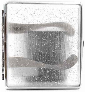 Zigarettenetui Kunststoff Transparent Glitzer 18er