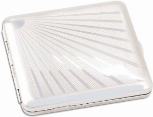 Zigarettenetui Metall 18er Nickel Strahlendekor Gravurfeld Gummizug