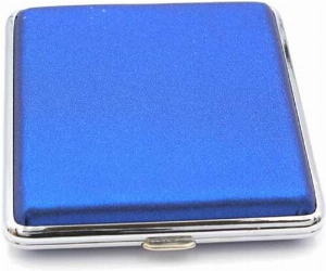 Zigarettenetui Metall Blau Glitzer 18er