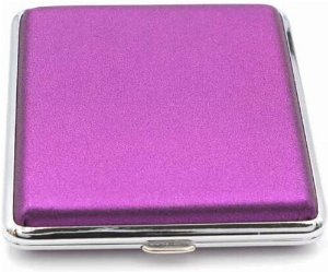 Zigarettenetui Metall Lila Glitzer 18er