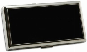 Zigarettenetui Metall Pearl schwarz silber mit Clip 100mm