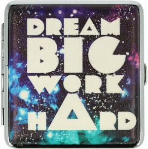 Zigarettenetui Metall Slogans DREAM BIG WORK HARD mit Gummiband