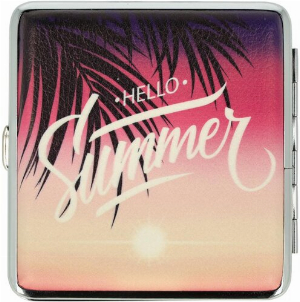 Zigarettenetui Metall Slogans Hello Summer mit Gummiband