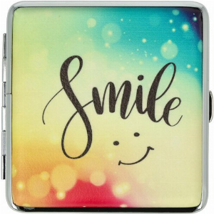 Zigarettenetui Metall Slogans Smile mit Gummiband