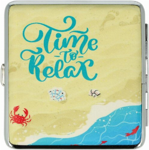 Zigarettenetui Metall Slogans Time to relax mit Gummiband