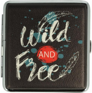 Zigarettenetui Metall Slogans Wild AND Free mit Gummiband