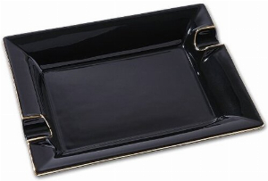 Zigarrenascher Porzellan Schwarz/Goldrand