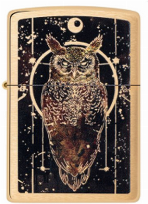 Zippo Feuerzeug 60007503 204B Owl Design Brushed Brass