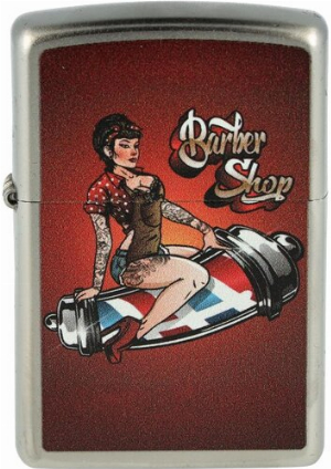 Zippo Feuerzeug Barber Shop Pin-up satiniert