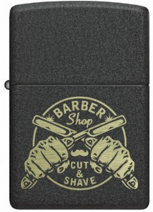 Zippo Feuerzeug Black Crackle gelasert Barber Shop