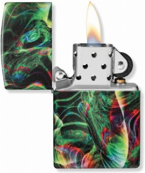 Zippo Feuerzeug bunt color 540 Psychedelic Swirl Glow in the Dark Green