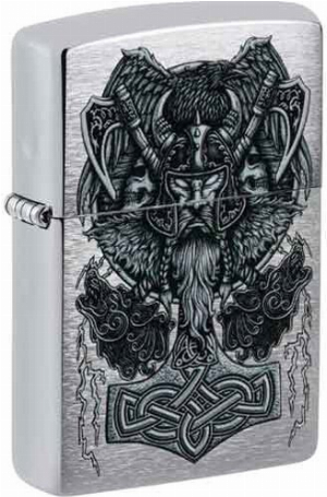 Zippo Feuerzeug chrom gebürstet color Viking