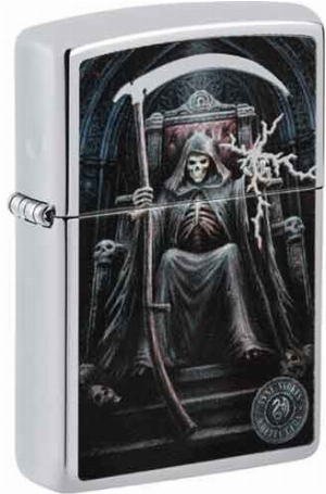 Zippo Feuerzeug chrom poliert color Anne Stokes Grim Reaper