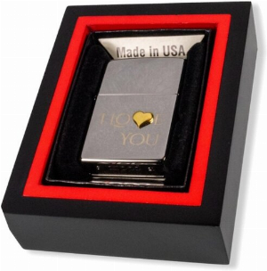 Zippo Feuerzeug chrom poliert Emblem Herz I LOVE YOU