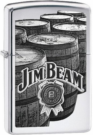 Zippo Feuerzeug Chrom poliert Jim Beam Barrels