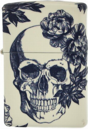 Zippo Feuerzeug color 540° Floral Skull Glow in the Dark Green