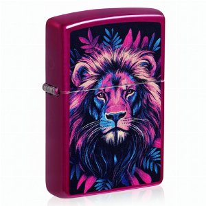 Zippo Feuerzeug Colorful Lion Design Brombeere