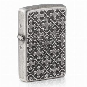 Zippo Feuerzeug Cross Pattern Armor Case Silber Antik