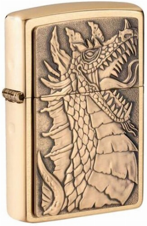 Zippo Feuerzeug Dragon Messing Plakette