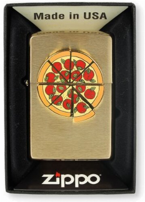 Zippo Feuerzeug Foodie Pizza Messing gebürstet