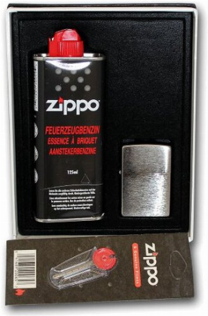 Zippo Feuerzeug Geschenk-Set Chrom Brushed