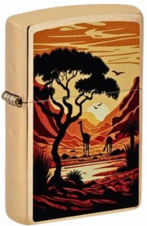 Zippo Feuerzeug Giraffes Safari Messing gebürstet