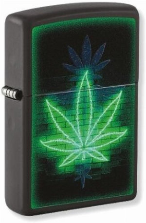 Zippo Feuerzeug Glowing Leaf schwarz matt