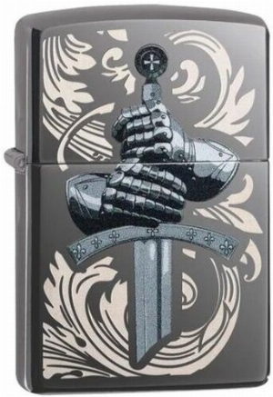 Zippo Feuerzeug Knights Gloves Design Chrom/Schwarz