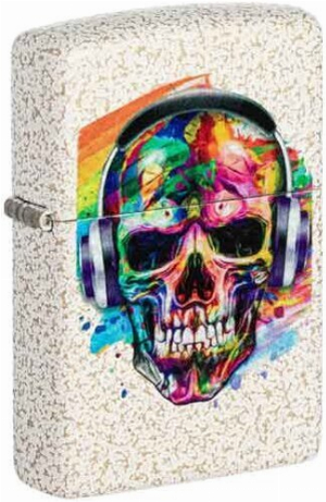  Zippo Feuerzeug Mercury Glass color Skull Headphones Design