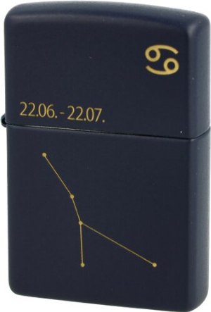 Zippo Feuerzeug Navy Blau matt gelasert Cancer