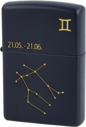 Zippo Feuerzeug Navy Blau matt gelasert Gemini