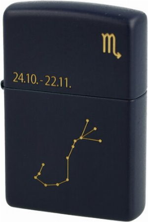 Zippo Feuerzeug Navy Blau matt gelasert Scorpio