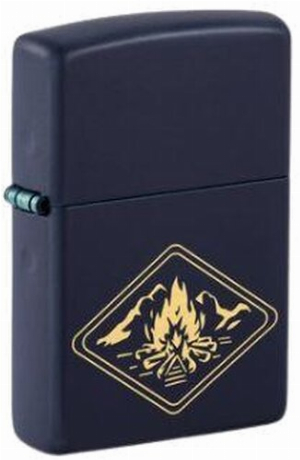 Zippo Feuerzeug Navyblau gelasert Campfire