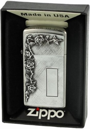 Zippo Feuerzeug Rose with panel Slim