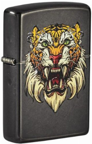 Zippo Feuerzeug Sabretooth Tattoo Design Gunmetal/Gelb