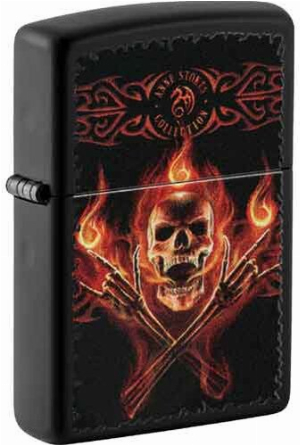Zippo Feuerzeug schwarz color Anne Stoke Flaming Skull