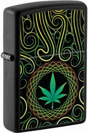 Zippo Feuerzeug schwarz color Cannabis Design Glow in the Dark