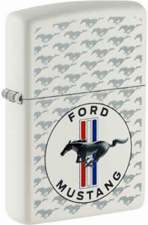 Zippo Feuerzeug  weiß colo Ford Mustang/Horse/Bars