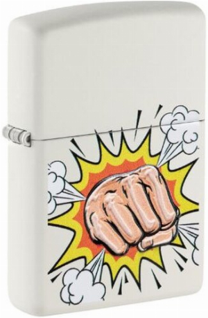 Zippo Feuerzeug Weiß color 3D Druck Power Fist