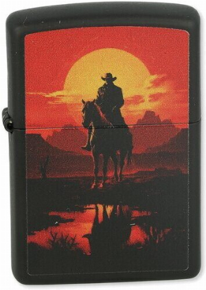 Zippo Feuerzeug Western Scene Design Black Matte