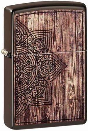 Zippo Feuerzeug Wood Mandala Design Braun