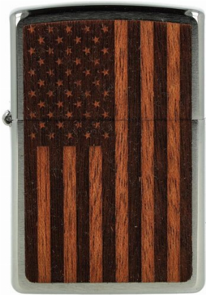 Zippo Feuerzeug Woodchuck American Flag Chrom/Braun